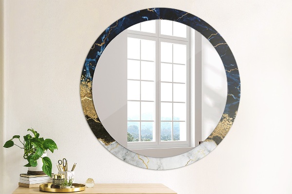 Miroir rond avec décoration Marbre bleu