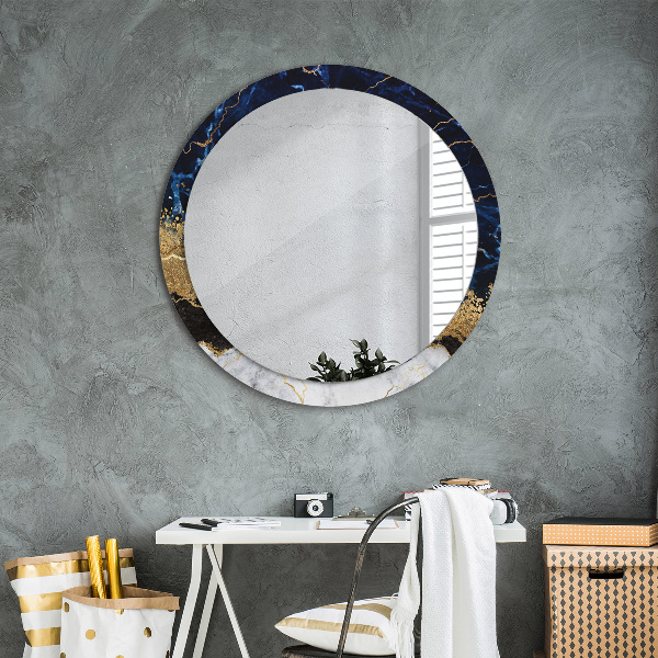 Miroir rond avec décoration Marbre bleu