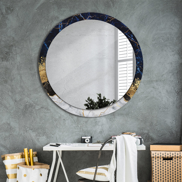 Miroir rond avec décoration Marbre bleu