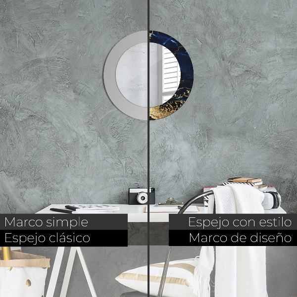 Miroir rond avec décoration Marbre bleu