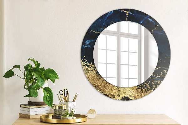 Miroir rond avec décoration Marbre bleu