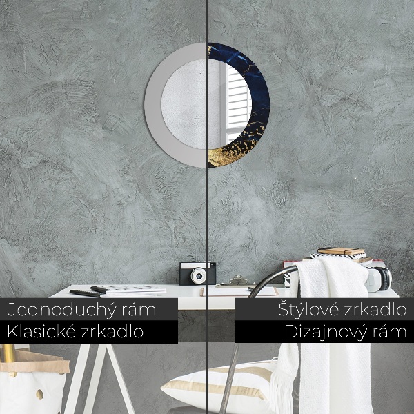 Miroir rond avec décoration Marbre bleu