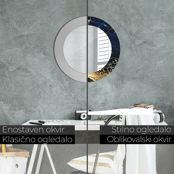 Miroir rond avec décoration Marbre bleu
