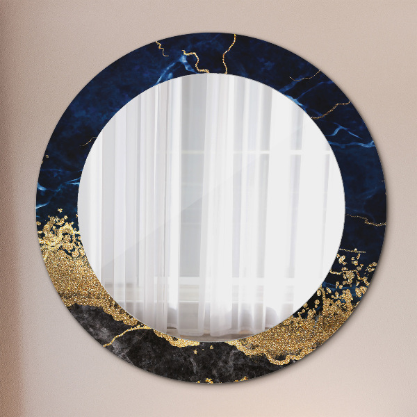 Miroir rond avec décoration Marbre bleu