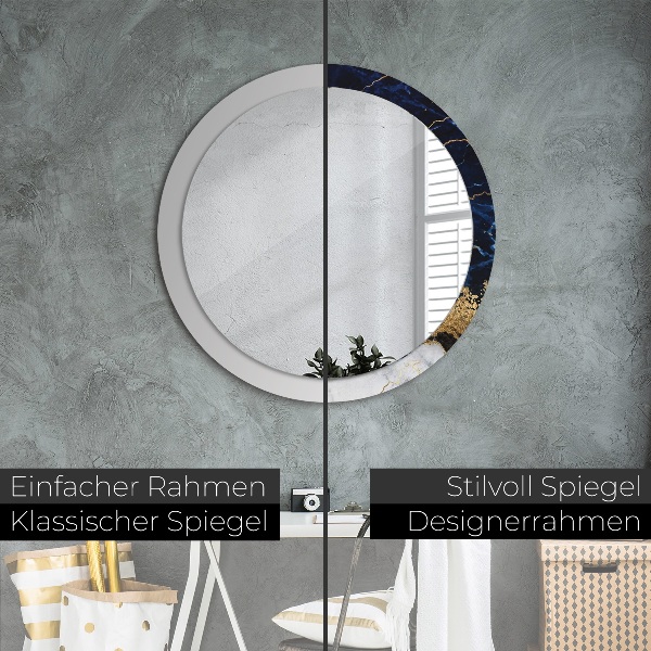 Miroir rond avec décoration Marbre bleu