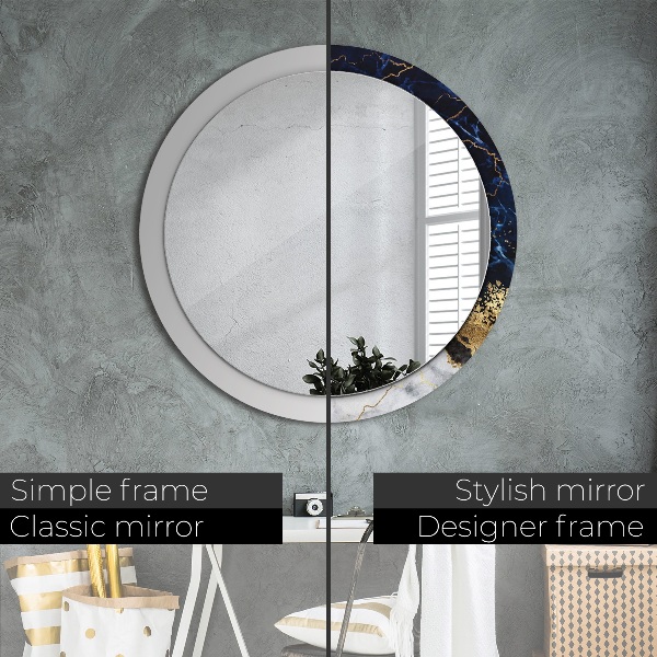 Miroir rond avec décoration Marbre bleu
