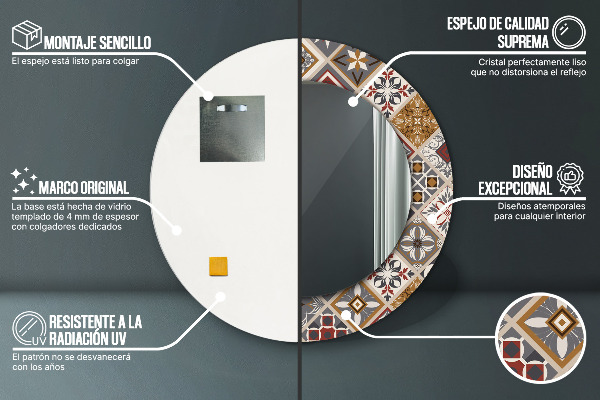 Miroir rond avec décoration Motif turc