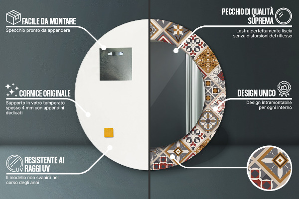 Miroir rond avec décoration Motif turc