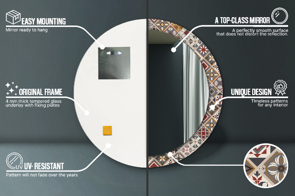 Miroir rond avec décoration Motif turc