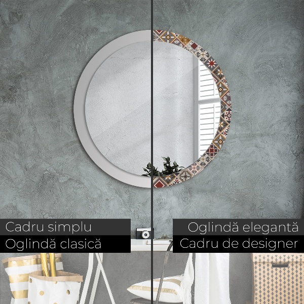 Miroir rond avec décoration Motif turc