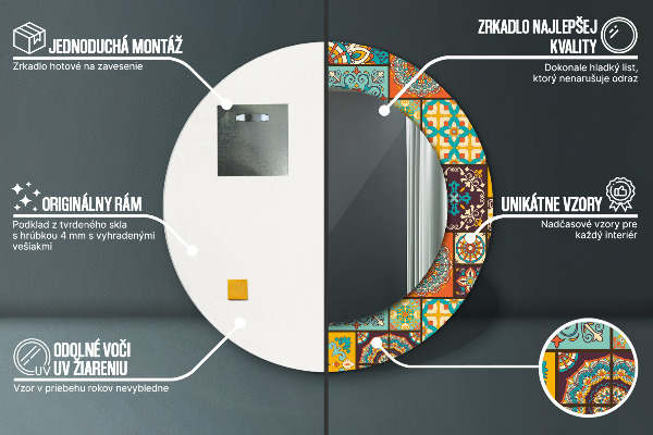 Miroir rond avec décoration Schéma arabe