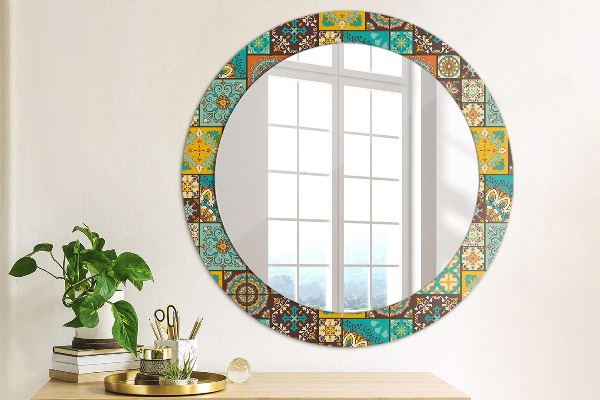 Miroir rond avec décoration Schéma arabe