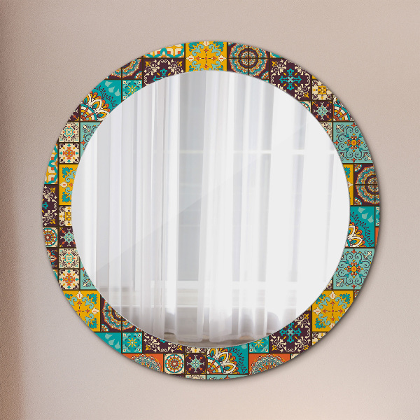 Miroir rond avec décoration Schéma arabe