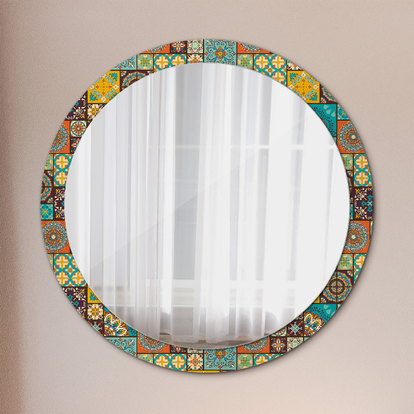 Miroir rond avec décoration Schéma arabe