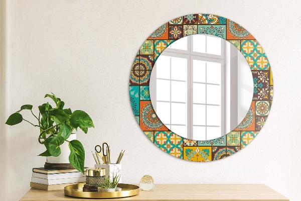 Miroir rond avec décoration Schéma arabe