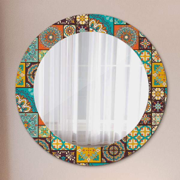 Miroir rond avec décoration Schéma arabe