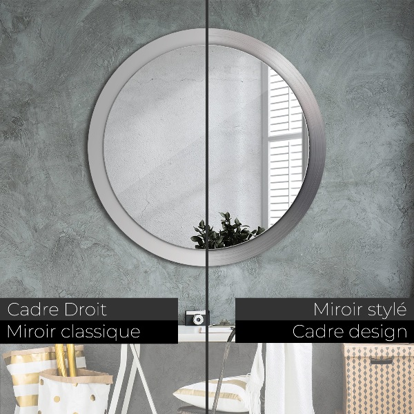 Miroir rond imprimé Acier brillant