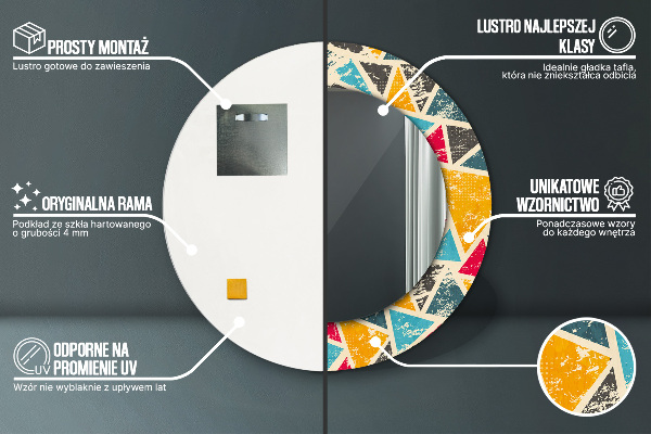 Miroir rond imprimé Composition rétro
