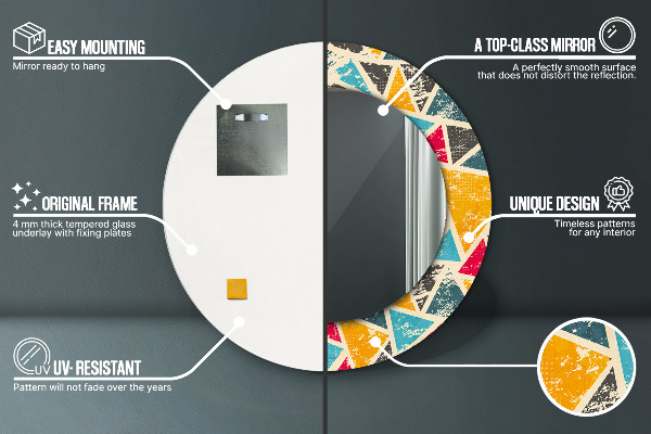 Miroir rond imprimé Composition rétro