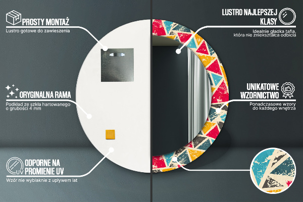 Miroir rond imprimé Composition rétro