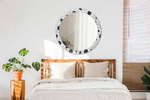 Miroir rond imprimé Composition de fleurs linéaires
