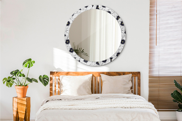 Miroir rond imprimé Composition de fleurs linéaires