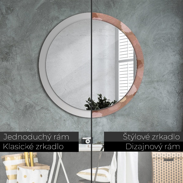 Miroir rond cadre avec impression Composition de roses