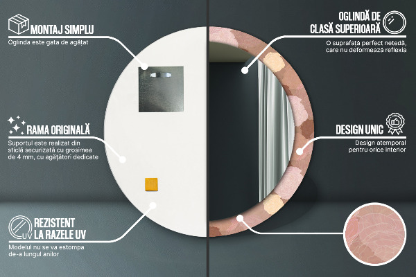 Miroir rond cadre avec impression Composition de roses