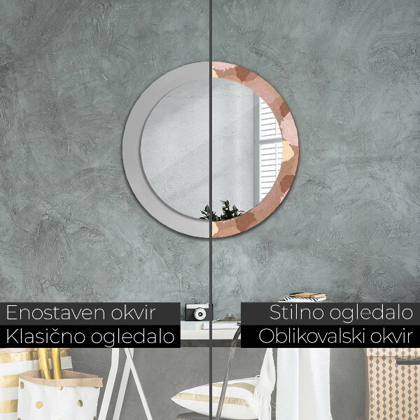 Miroir rond cadre avec impression Composition de roses