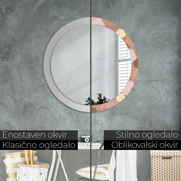 Miroir rond cadre avec impression Composition de roses