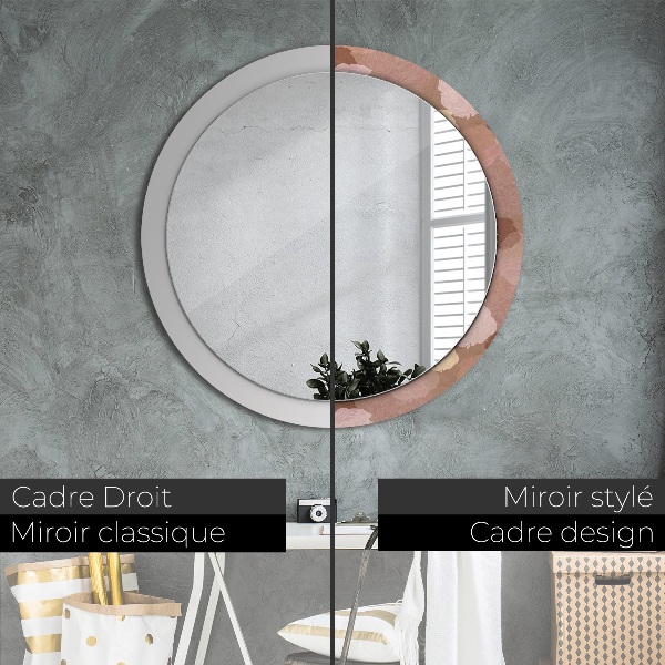 Miroir rond cadre avec impression Composition de roses