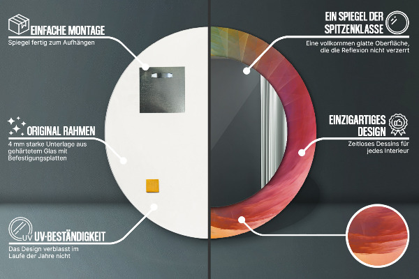 Miroir rond cadre avec impression Spirale hypnotique
