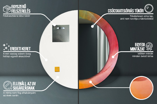 Miroir rond cadre avec impression Spirale hypnotique