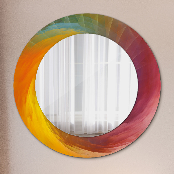 Miroir rond cadre avec impression Spirale hypnotique