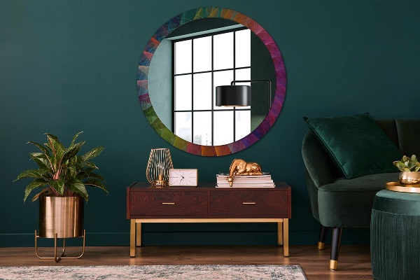 Miroir rond cadre avec impression Spirale hypnotique