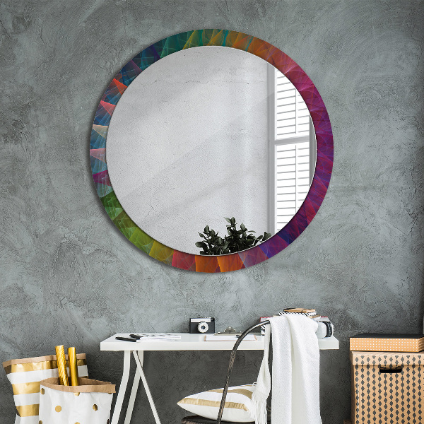 Miroir rond cadre avec impression Spirale hypnotique