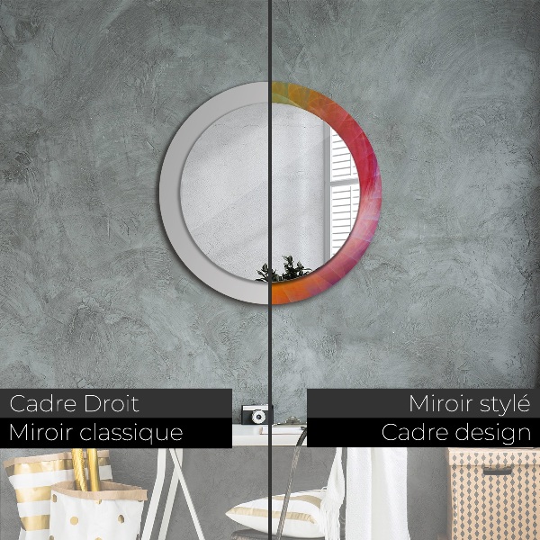 Miroir rond cadre avec impression Spirale hypnotique