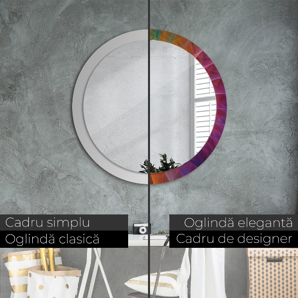 Miroir rond cadre avec impression Spirale hypnotique