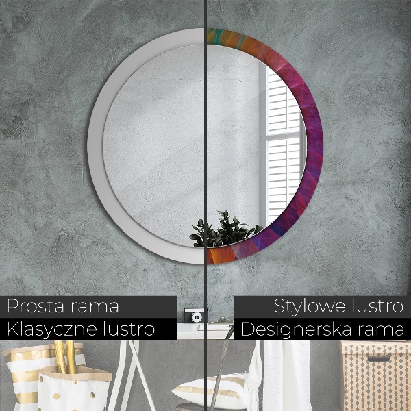 Miroir rond cadre avec impression Spirale hypnotique