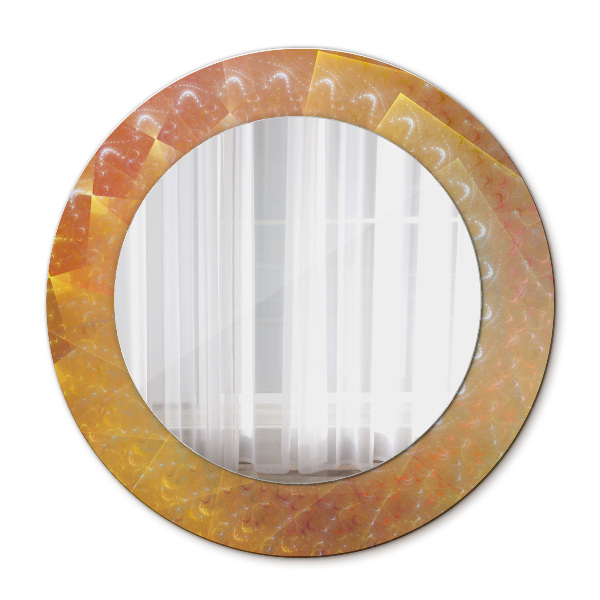 Miroir rond cadre avec impression Abstraction en spirale