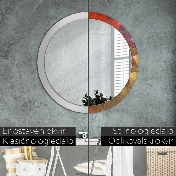 Miroir rond cadre avec impression Abstraction en spirale