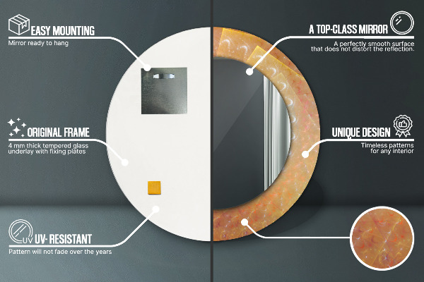 Miroir rond cadre avec impression Abstraction en spirale