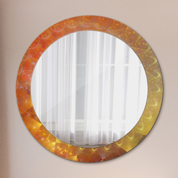 Miroir rond cadre avec impression Abstraction en spirale