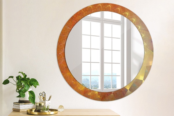 Miroir rond cadre avec impression Abstraction en spirale