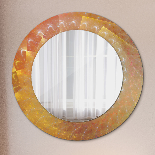 Miroir rond cadre avec impression Abstraction en spirale