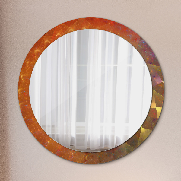 Miroir rond cadre avec impression Abstraction en spirale