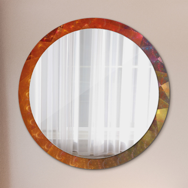 Miroir rond cadre avec impression Abstraction en spirale