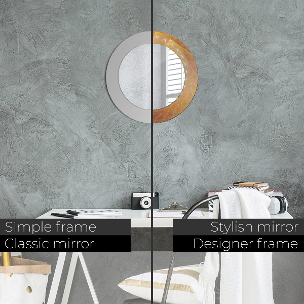 Miroir rond cadre avec impression Abstraction en spirale