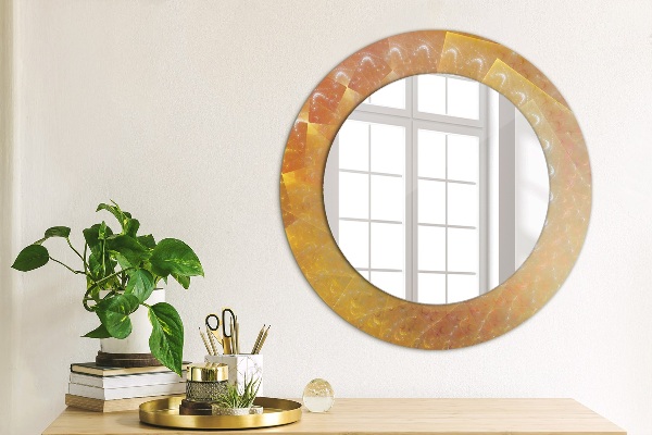 Miroir rond cadre avec impression Abstraction en spirale