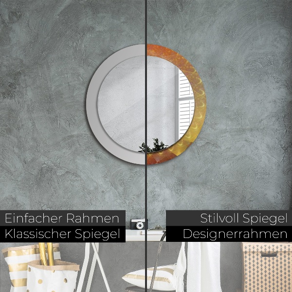 Miroir rond cadre avec impression Abstraction en spirale
